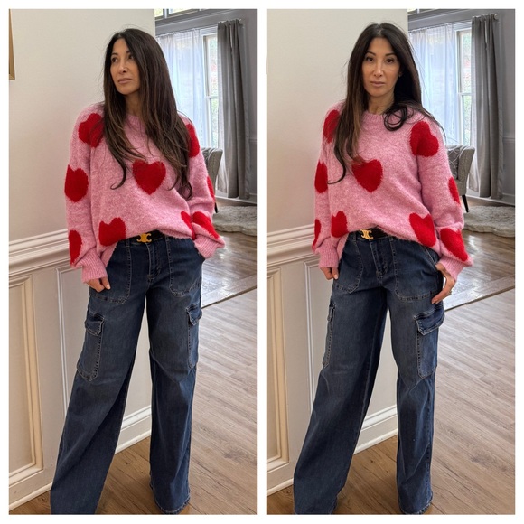 FROM PARIS FRANCE CHIC  HEART OVERSIZED SWEATER - Picture 4 of 4